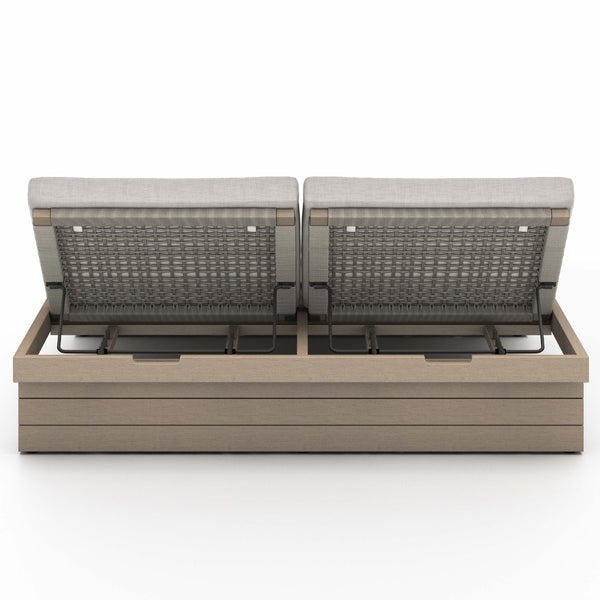 Home Fashion Leroy Outdoor Double Chaise Stone Grey/Washed Brown By Four Hands