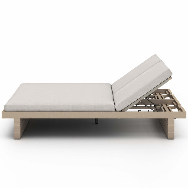 Home Fashion Leroy Outdoor Double Chaise Stone Grey/Washed Brown By Four Hands