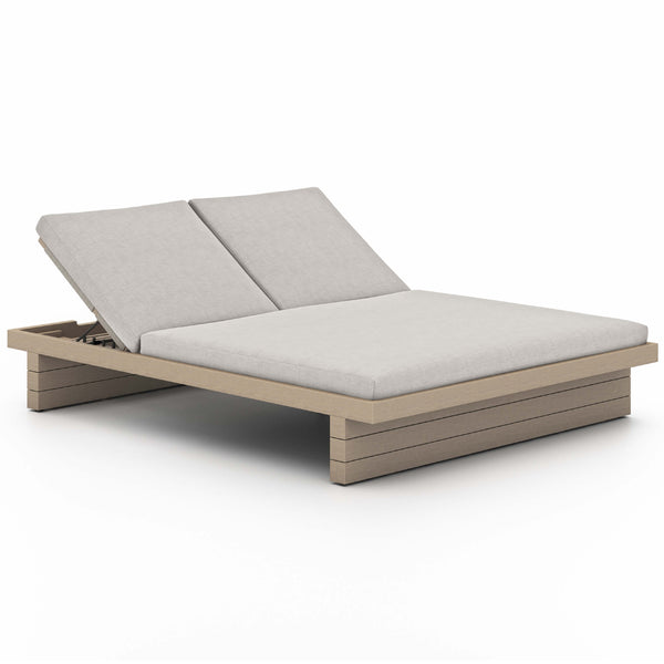 home fashion Leroy Outdoor Double Chaise Stone Grey/Washed Brown by Four Hands