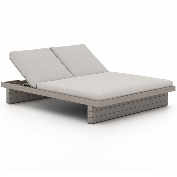 home fashion Leroy Outdoor Double Chaise Stone Grey/Weathered Grey by Four Hands