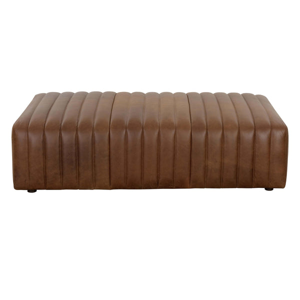 Home Fashion Lewin Leather Rectangular Ottoman Lucia Tobacco
