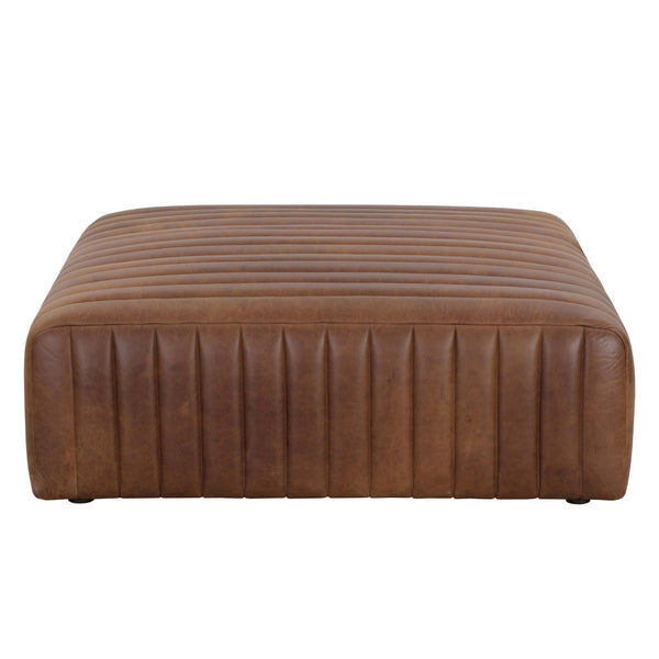 Home Fashion Lewin Leather Square Ottoman Lucia Tobacco