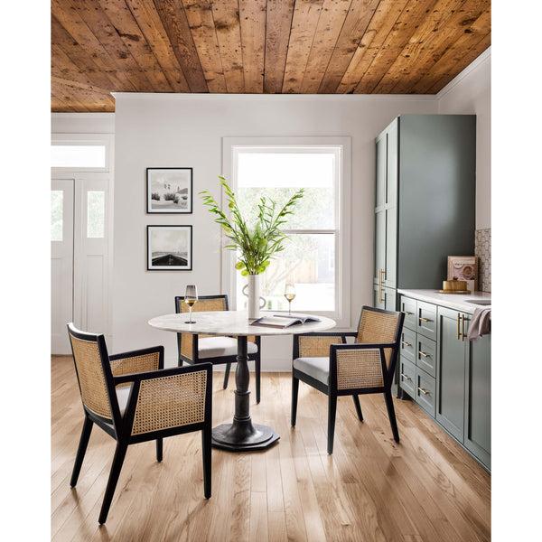 Home Fashion Lucy 48" Round Dining Table White Marble/Carbon Wash Base By Four Hands