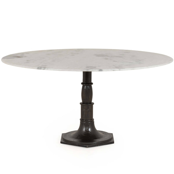 home fashion Lucy 60" Round Dining Table White Marble by Four Hands