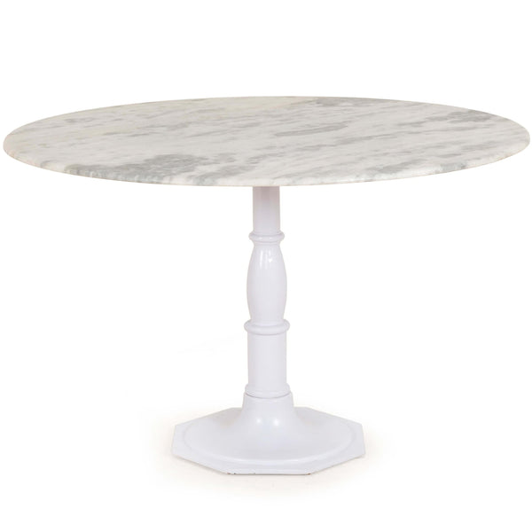 Home Fashion Lucy 60" Round Dining Table White Marble/Nimbus White Base By Four Hands