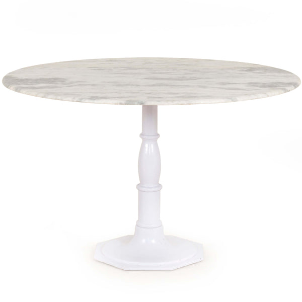 home fashion Lucy 60" Round Dining Table White Marble/Nimbus White Base by Four Hands
