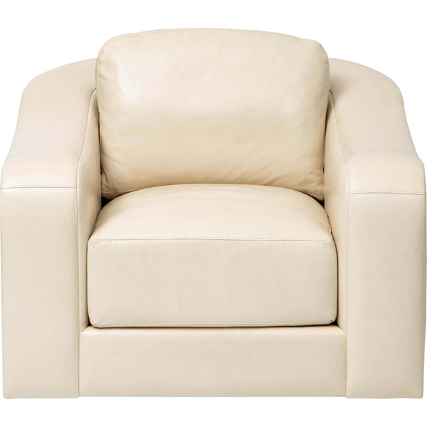 Home Fashion Luka Leather Swivel Chair Landry Ivory