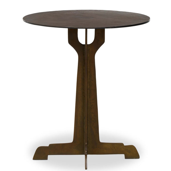 Home Fashion Malloy Outdoor Round End Table Antiqued Brass By Four Hands