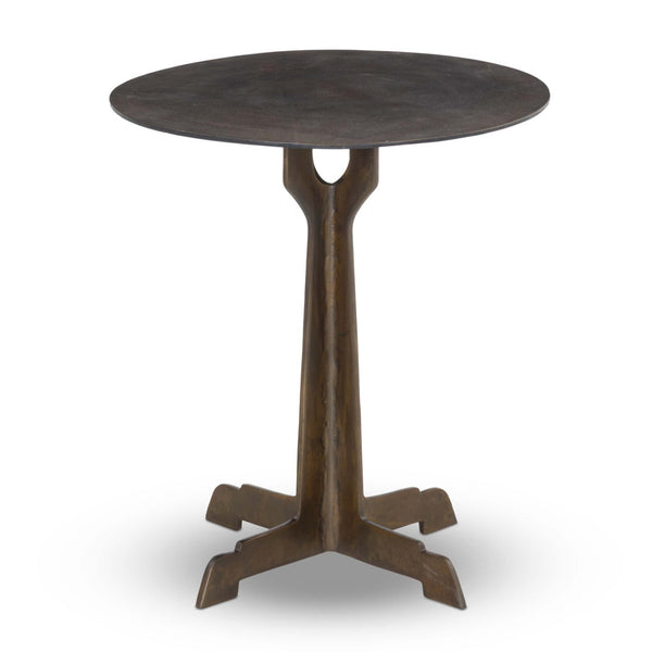 Home Fashion Malloy Outdoor Round End Table Antiqued Brass By Four Hands