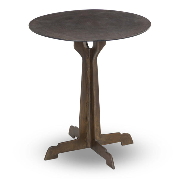 home fashion Malloy Outdoor Round End Table Antiqued Brass by Four Hands