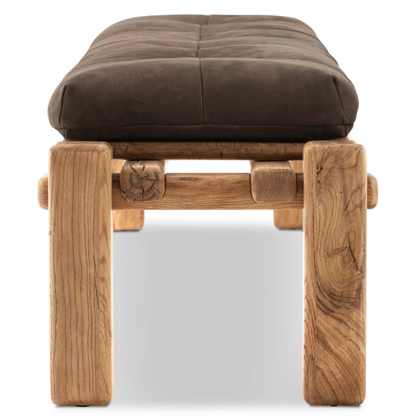 Home Fashion Marcia Leather Bench Nubuck Cigar By Four Hands