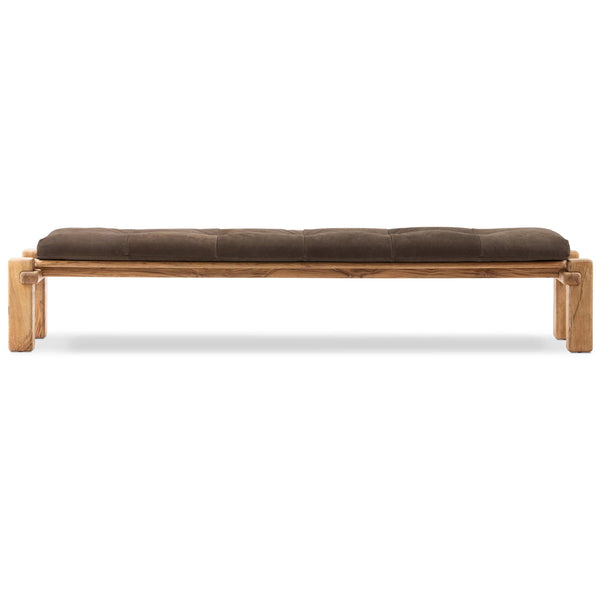 Home Fashion Marcia Leather Bench Nubuck Cigar By Four Hands