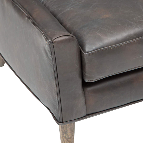 Home Fashion Marlow Leather Wing Chair Vintage Black By Four Hands