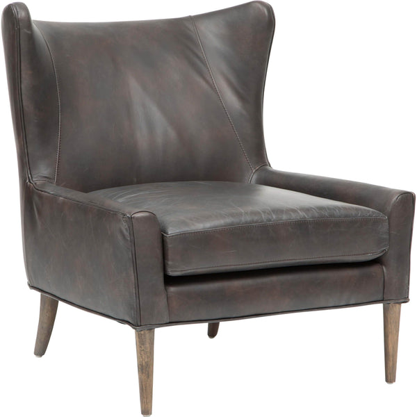 home fashion Marlow Leather Wing Chair Vintage Black by Four Hands