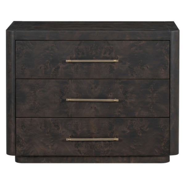 Home Fashion Marshall 3 Drawer Nightstand Chocolate Burl