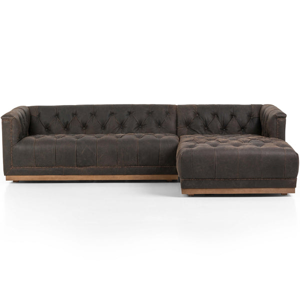 Home Fashion Maxx 2 Piece Leather Sectional Destroyed Black By Four Hands
