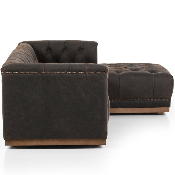 Home Fashion Maxx 2 Piece Leather Sectional Destroyed Black By Four Hands