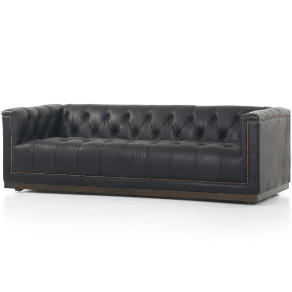 Home Fashion Maxx Leather 86" Sofa Heirloom Black By Four Hands