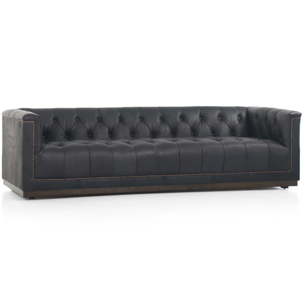 Home Fashion Maxx Leather 95" Sofa Heirloom Black By Four Hands