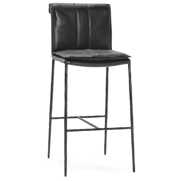 Home Fashion Mayer Leather Bar & Counter Stool Jet Black