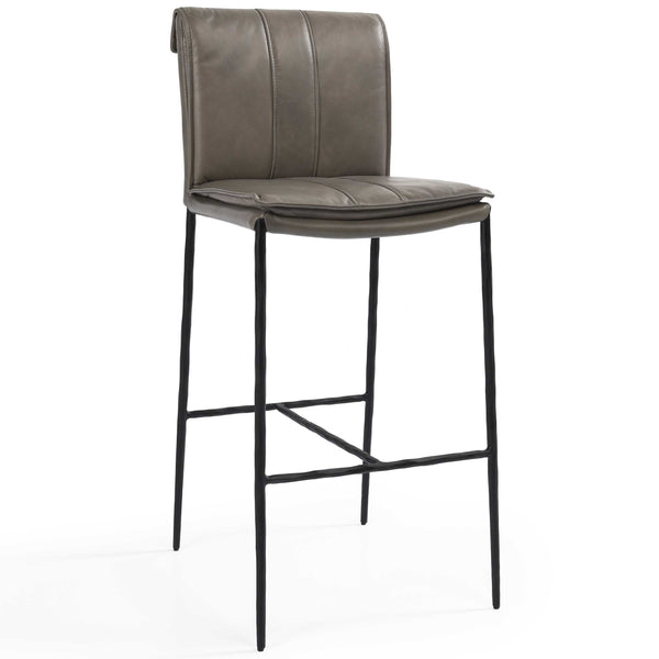 Home Fashion Mayer Leather Bar & Counter Stool Pewter Gray