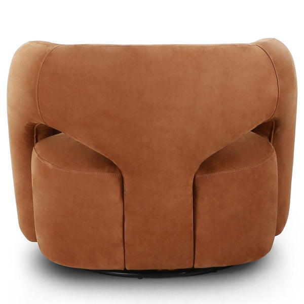 Home Fashion Mazie Leather Swivel Chair Nubuck Cognac By Four Hands
