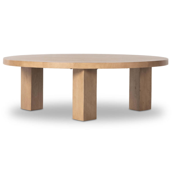 home fashion Mesa 48" Round Coffee Table Light Brushed Parawood by Four Hands