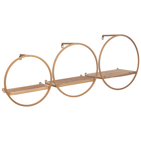 home fashion Metal and Wood Wall Shelves Bronze Set of 3