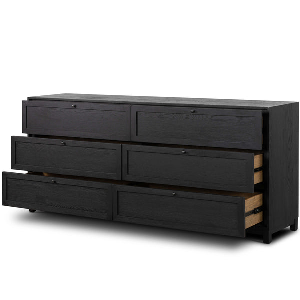 Home Fashion Millie 6 Drawer Dresser Drifted Matte Black By Four Hands