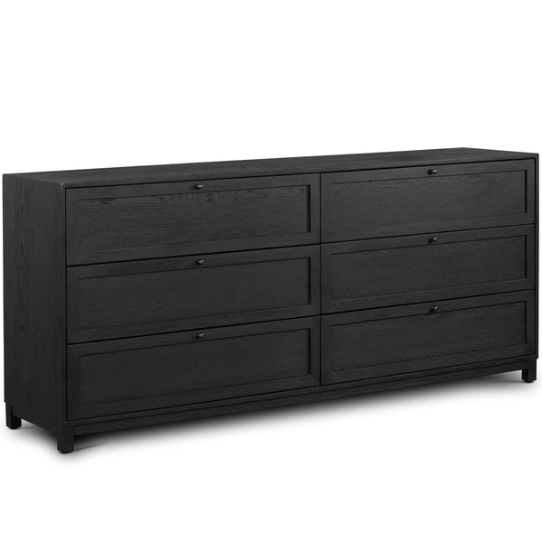 home fashion Millie 6 Drawer Dresser Drifted Matte Black by Four Hands