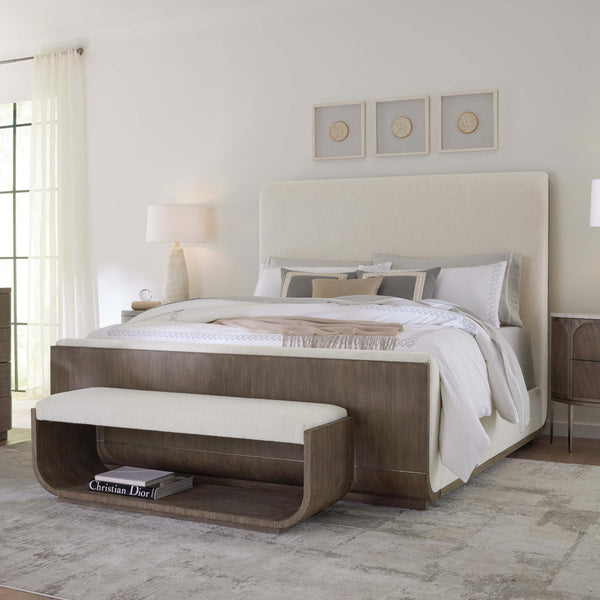 Home Fashion Modern Mood Upholstered Panel Bed Inverness Natural/Mink