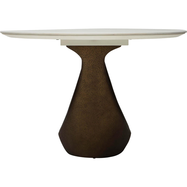 Home Fashion Montana Dining Table White/Gold Beaten Metal Base