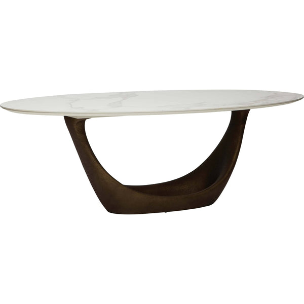 home fashion Montana Dining Table White/Gold Beaten Metal Base
