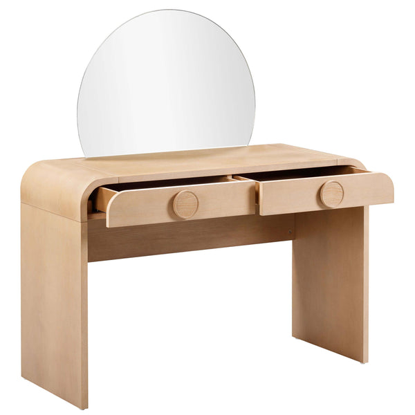 Home Fashion Moonrise Vanity Desk W/Mirror Natural Ash