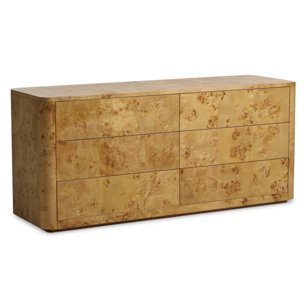 home fashion Mullins 6 Drawer Dresser Natural Mappa Burl by Four Hands