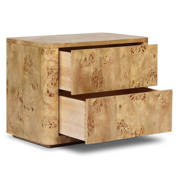 Home Fashion Mullins Nightstand Natural Mappa Burl By Four Hands
