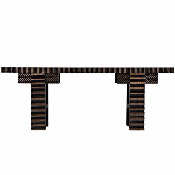 Home Fashion Nabu Console Hand Rubbed Black W/Light Brown Trim