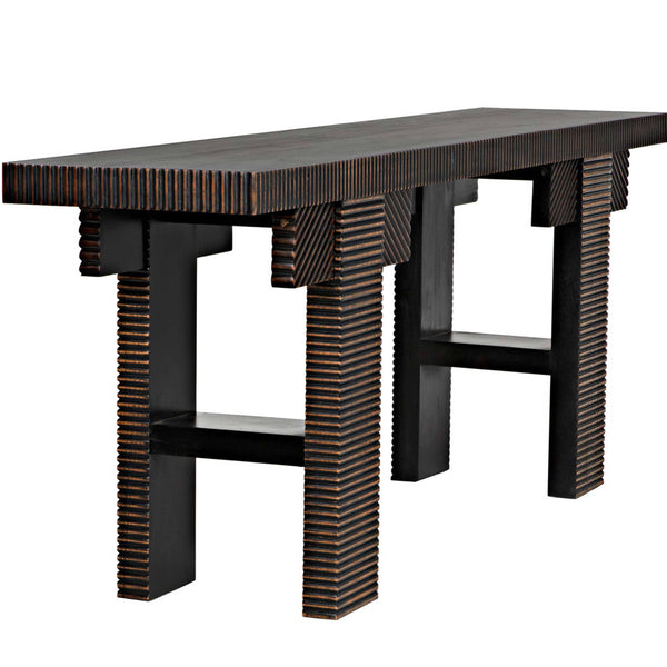 Home Fashion Nabu Console Hand Rubbed Black W/Light Brown Trim