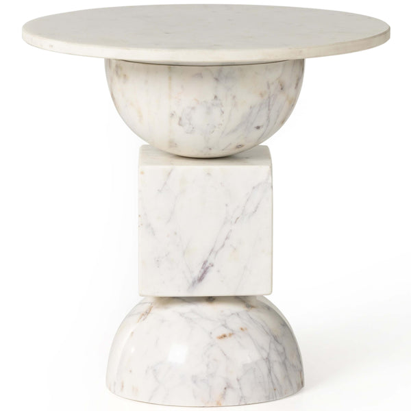 Home Fashion Neda End Table Polished White Marble By Four Hands