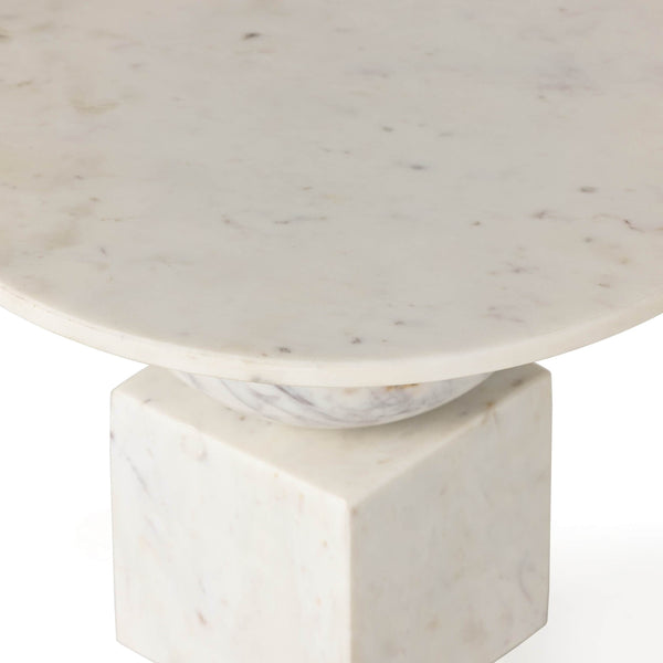 Home Fashion Neda End Table Polished White Marble By Four Hands