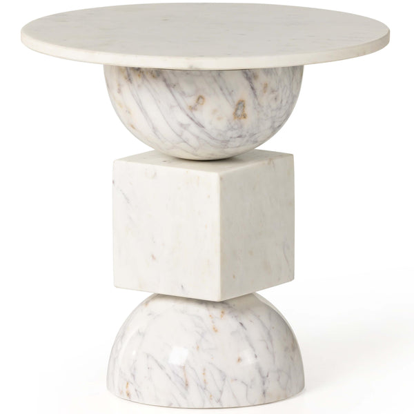 home fashion Neda End Table Polished White Marble by Four Hands