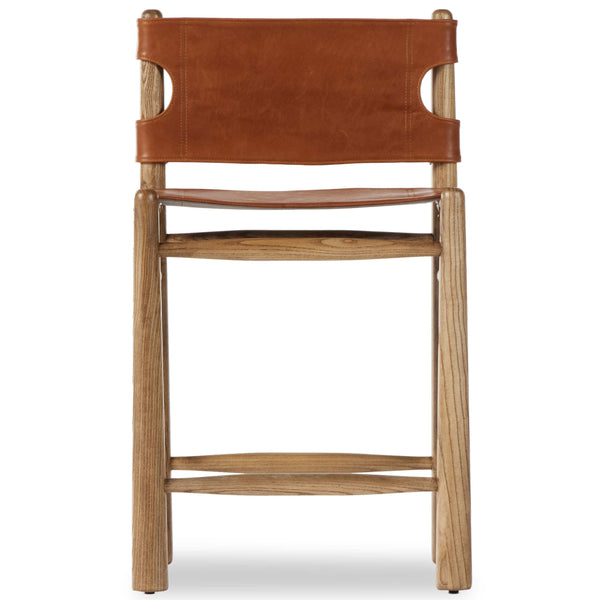 Home Fashion Nino Leather Counter Stool Dakota Tobacco By Four Hands