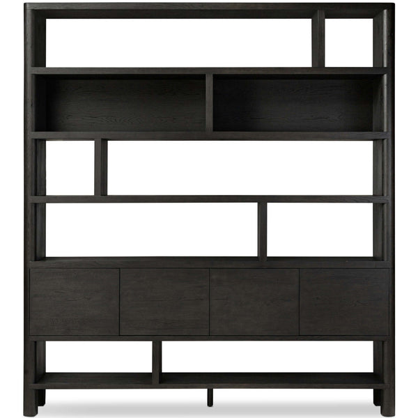 Home Fashion Noeline Wide Bookcase Smoked Black By Four Hands