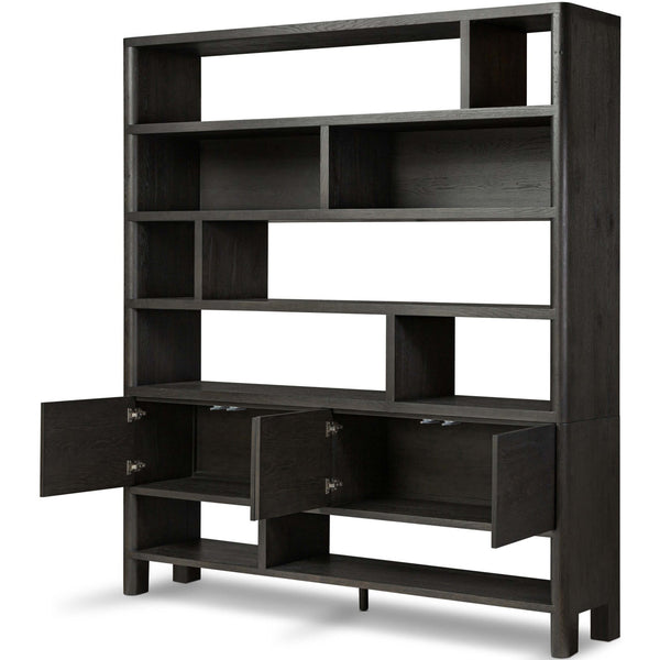 Home Fashion Noeline Wide Bookcase Smoked Black By Four Hands