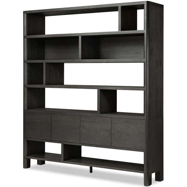 home fashion Noeline Wide Bookcase Smoked Black by Four Hands