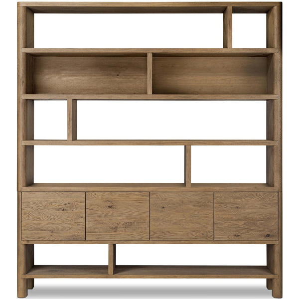 Home Fashion Noeline Wide Bookcase Worn Oak By Four Hands