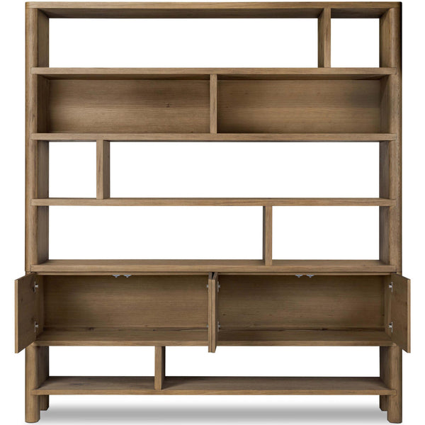 Home Fashion Noeline Wide Bookcase Worn Oak By Four Hands