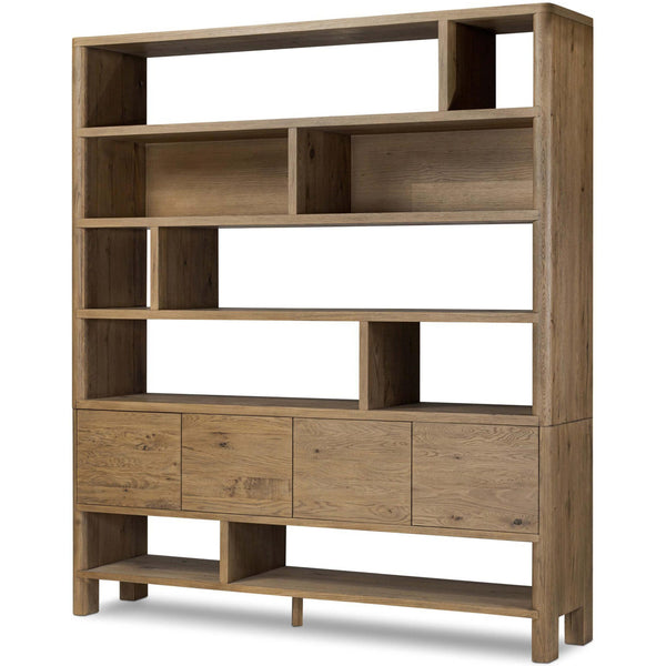 home fashion Noeline Wide Bookcase Worn Oak by Four Hands