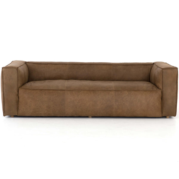 home fashion Nola Reverse Stitch Leather Sofa Natural Washed Sand by Four Hands