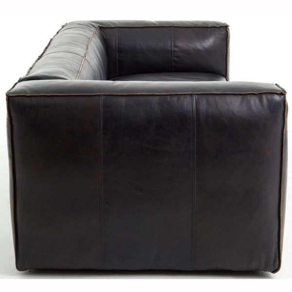 Home Fashion Nolita Reverse Stitch Leather Sofa Rider Black By Four Hands